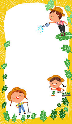 PSD 여자 남자 어린이 채소 일러스트 자연 세명 물뿌리개 체험학습 밀짚모자 농장체험 갈고리 국내일러스트 모자_잡화 사람 농장 체험 생태계 파일형식