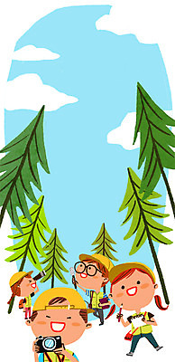 PSD 나무 여자 남자 어린이 일러스트 자연 여러명 카메라 망원경 관찰 체험학습 국내일러스트 식물 다수 모션 사람 전자제품 체험 생태계 파일형식