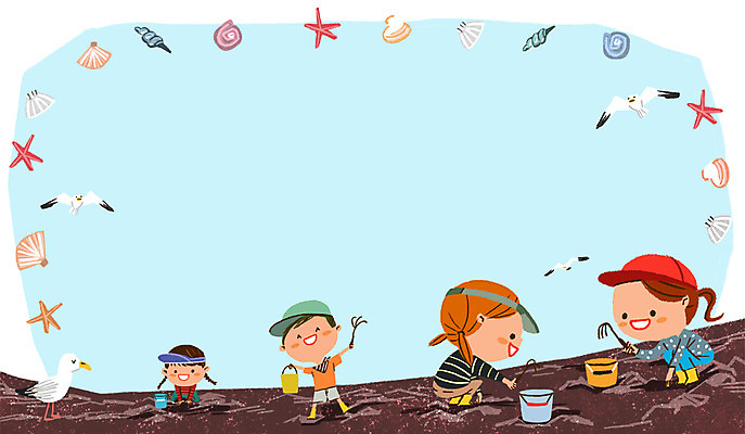 PSD 여자 남자 어린이 일러스트 자연 갈매기 조개 불가사리 여러명 바구니 체험학습 소라 갯벌 국내일러스트 다수 조류 어패류 극피동물 사람 체험 생태계 파일형식