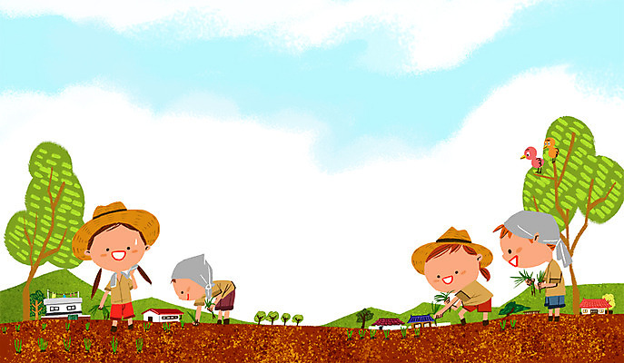PSD 나무 여자 남자 어린이 일러스트 자연 조류 여러명 농사 체험학습 밀짚모자 모내기 국내일러스트 식물 동물 모자_잡화 다수 농업 사람 체험 생태계 파일형식