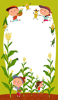 PSD 여자 남자 어린이 일러스트 자연 옥수수 여러명 바구니 체험학습 옥수수밭 국내일러스트 다수 밭 곡류 사람 체험 생태계 파일형식