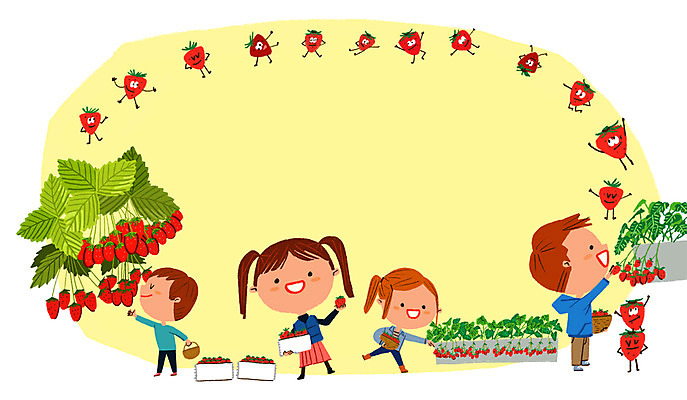 PSD 여자 남자 어린이 일러스트 자연 딸기 여러명 체험학습 딸기따기 국내일러스트 다수 과일 사람 체험 생태계 파일형식