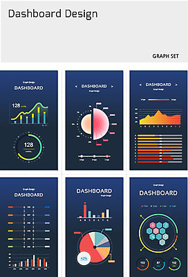 일러스트 모바일 그래프 사람없음 세트 막대그래프 원그래프 대시보드 국내일러스트 AI파일 파일형식 벡터