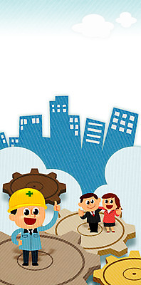 PSD 여자 남자 일러스트 어깨동무 노동자 빌딩 성인 세명 엄지손가락 최고 안전모 톱니바퀴 근로자의날 국내일러스트 직업 기념일 포즈 손가락 사람 건물 헬멧 안전장비 파일형식