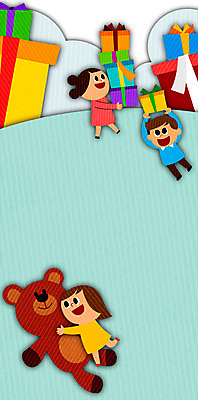 PSD 여자 남자 어린이 일러스트 세명 선물상자 곰인형 어린이날 국내일러스트 기념일 인형 선물 사람 상자 파일형식