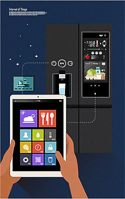 손 인터넷 일러스트 미래 신체부위 태블릿 네트워크 냉장고 사물인터넷 4차산업 미래산업 국내일러스트 AI파일 산업 컨셉 정보기술 사람 전자제품 스마트기기 가전제품 파일형식 벡터