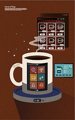 커피 인터넷 일러스트 미래 사람없음 머그컵 네트워크 커피잔 사물인터넷 4차산업 미래산업 국내일러스트 AI파일 산업 음료 컨셉 잔 정보기술 컵 파일형식 벡터