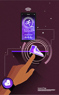 손 운동화 인터넷 일러스트 미래 신체부위 스마트폰 네트워크 웨어러블 스마트워치 사물인터넷 4차산업 미래산업 국내일러스트 AI파일 산업 신발 컨셉 정보기술 사람 핸드폰 스마트기기 파일형식 벡터