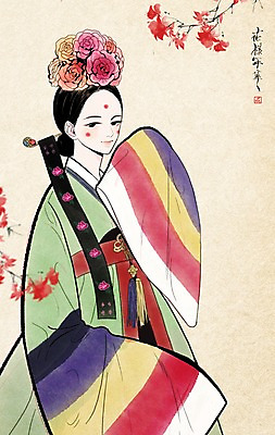 PSD 여자 결혼 일러스트 한명 성인 전통의상 한복 먹 한지 전통혼례 한국화 혼례복 미인도 연지곤지 국내일러스트 1 한국전통 전통 종이 서예 사람 이벤트 동양화 전통의례 파일형식