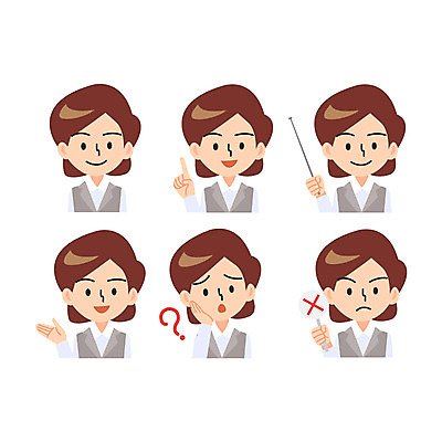 캐릭터 여자 일러스트 비즈니스 안내 여러명 상반신 성인 검지손가락 물음표 비즈니스우먼 반대 일러캐릭터 AI파일 기호 다수 손가락 사람 직장인 파일형식 벡터