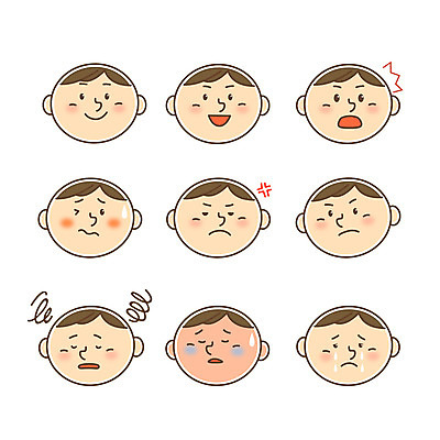 캐릭터 남자 얼굴 일러스트 비즈니스 표정 웃음 여러명 성인 놀람 고통 분노 눈물 일러캐릭터 AI파일 감정 다수 사람 신체부위 파일형식 벡터