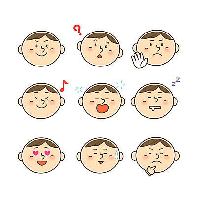 캐릭터 남자 얼굴 음표 일러스트 비즈니스 표정 사랑 윙크 여러명 성인 물음표 졸음 고민 당황 일러캐릭터 AI파일 기호 감정 음악 다수 사람 신체부위 파일형식 벡터