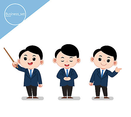 전신 캐릭터 남자 일러스트 비즈니스 정장 성인 세명 인사 비즈니스맨 발표 일러캐릭터 AI파일 옷 사람 예절 직장인 파일형식 벡터