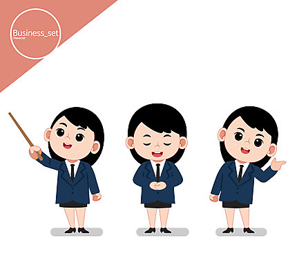 전신 캐릭터 여자 일러스트 비즈니스 정장 성인 세명 인사 비즈니스우먼 발표 일러캐릭터 AI파일 옷 사람 예절 직장인 파일형식 벡터