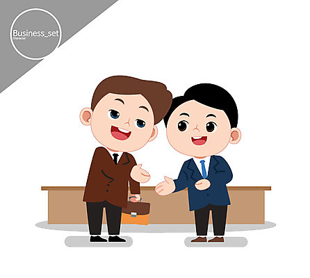 캐릭터 남자 서류가방 일러스트 비즈니스 악수 성인 두명 비즈니스맨 일러캐릭터 AI파일 가방 사람 손짓 직장인 파일형식 벡터