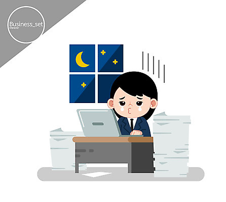 캐릭터 여자 일러스트 비즈니스 창문 한명 상반신 성인 노트북 비즈니스우먼 눈물 책상 야근 일러캐릭터 AI파일 1 감정 가구 사람 전자제품 업무 직장인 파일형식 벡터