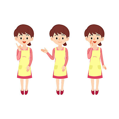 전신 캐릭터 여자 일러스트 엄마 안내 성인 세명 앞치마 주부 일러캐릭터 AI파일 가족 사람 파일형식 벡터