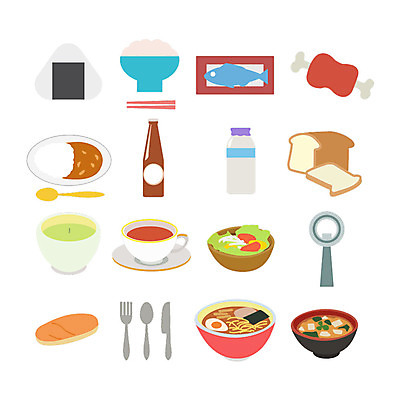 식기 빵 포크 일러스트 젓가락 밥 사람없음 세트 숟가락 샐러드 라멘 나이프 찻잔 녹차 식빵 오브젝트 카레 주먹밥 고기쌈 미소된장국 국내일러스트 AI파일 음식 잔 수저 차_음료 면류 칼 쌈 일본음식 파일형식 벡터