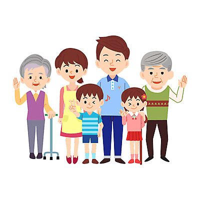 캐릭터 여자 노년 남자 어린이 일러스트 가족 지팡이 여러명 성인 브이 일러캐릭터 AI파일 다수 관계 사람 손짓 파일형식 벡터