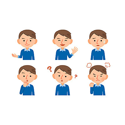 캐릭터 남자 일러스트 여러명 성인 분노 물음표 호기심 안녕 당황 일러캐릭터 AI파일 기호 감정 다수 컨셉 사람 인사 파일형식 벡터