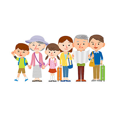 캐릭터 여자 할아버지 노년 남자 할머니 어린이 가방 일러스트 가족 엄마 가족여행 대가족 여러명 성인 자녀 아빠 일러캐릭터 AI파일 잡화 여행 다수 관계 사람 파일형식 벡터