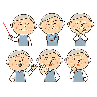 캐릭터 할아버지 노년 남자 일러스트 여러명 팔짱 막대기 OK 고민 반대 일러캐릭터 AI파일 감정 다수 모션 사람 손짓 성인 파일형식 벡터