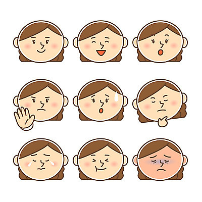 캐릭터 여자 얼굴 일러스트 가족 표정 웃음 여러명 성인 분노 눈물 고민 당황 일러캐릭터 AI파일 감정 다수 관계 사람 신체부위 파일형식 벡터