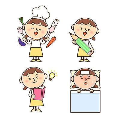 캐릭터 여자 어린이 포크 일러스트 가지 요리사모자 여러명 책 연필 숟가락 당근 이불 고통 무 대파 전구모양 일러캐릭터 AI파일 모양 모자_잡화 식기 감정 다수 채소 전구 침구 학용품 뿌리채소 수저 사람 필기구 요리사 파 파일형식 벡터