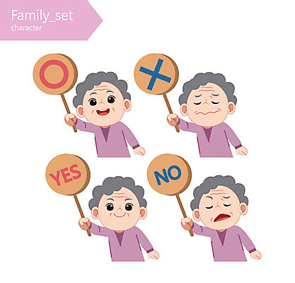 캐릭터 여자 노년 할머니 일러스트 여러명 상반신 금지 X 아니오 반대 O 찬성 일러캐릭터 AI파일 알파벳 다수 사람 성인 파일형식 벡터