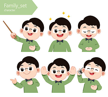 캐릭터 남자 일러스트 여러명 상반신 성인 스마트폰 손들기 막대기 아빠 통화 안경낌 일러캐릭터 AI파일 안경 다수 가족 모션 사람 핸드폰 스마트기기 파일형식 벡터