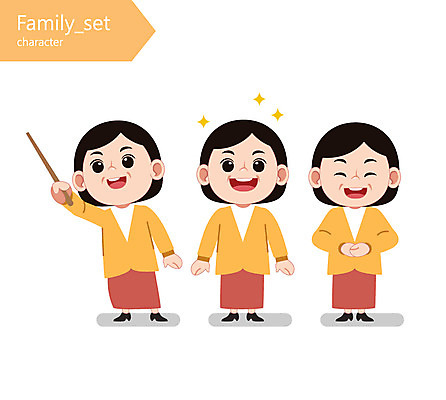 전신 캐릭터 여자 일러스트 엄마 성인 세명 일러캐릭터 AI파일 가족 사람 파일형식 벡터
