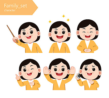 캐릭터 여자 일러스트 엄마 여러명 성인 스마트폰 손들기 인사 막대기 일러캐릭터 AI파일 다수 가족 모션 사람 핸드폰 스마트기기 예절 파일형식 벡터