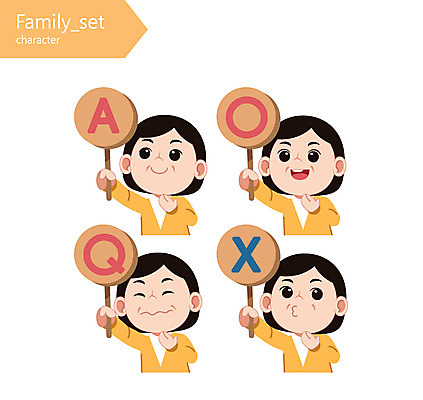 캐릭터 여자 일러스트 엄마 여러명 성인 금지 X 아니오 A 반대 O Q 찬성 일러캐릭터 AI파일 알파벳 다수 가족 사람 파일형식 벡터