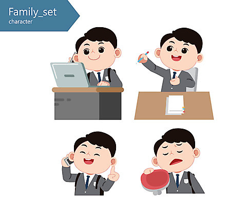 캐릭터 학생 남자 교복 일러스트 청소년 사람 여러명 노트북 스마트폰 연필 책상 통화 동전지갑 일러캐릭터 AI파일 옷 가구 다수 모션 학용품 전자제품 핸드폰 스마트기기 필기구 지갑 파일형식 벡터