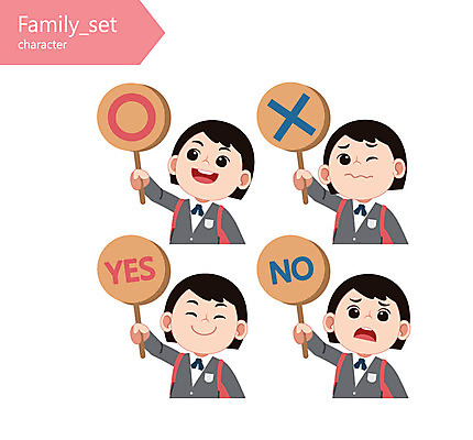 캐릭터 학생 여자 교복 일러스트 청소년 여러명 금지 X 아니오 반대 O 찬성 일러캐릭터 AI파일 알파벳 옷 다수 사람 파일형식 벡터