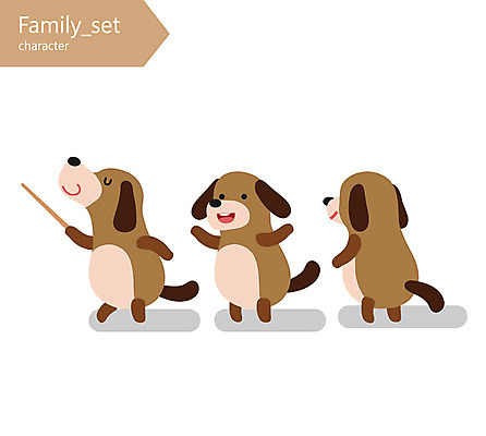 캐릭터 반려견 일러스트 세마리 사람없음 막대기 강아지 개캐릭터 일러캐릭터 AI파일 동물캐릭터 3 반려동물 개 파일형식 벡터