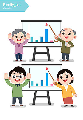 캐릭터 부부 여자 노년 남자 일러스트 가족 지팡이 그래프 여러명 성인 노부부 막대기 일러캐릭터 AI파일 커플 다수 관계 사람 파일형식 벡터