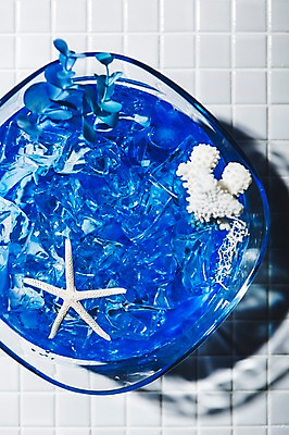 포토 JPG 불가사리 실내 사람없음 여름 파란색 여름휴가 바캉스 시원함 타일 얼음물 클래식블루 트렌드컬러 국내포토 계절 컬러 휴가 극피동물 내부 물 파일형식 트랜드컬러 여름_계절