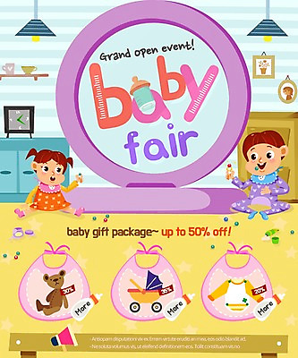 PSD 템플릿 여자 남자 웹템플릿 이벤트페이지 이벤트 두명 세일 곰인형 아기용품 육아 아기 젖병 유모차 이미지템플릿 인형 사람 오브젝트 페이지 파일형식