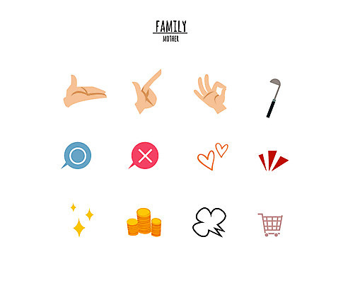 일러스트 가족 사람없음 세트 동전 카트 금지 X 아니오 국자 손모양 O 하트모형 국내일러스트 AI파일 모양 알파벳 돈 관계 주방용품 모형 파일형식 벡터 손_신체부위