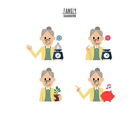 캐릭터 여자 노년 화분 할머니 음표 일러스트 저울 여러명 상반신 돼지저금통 돈자루 금융의날 일러캐릭터 AI파일 기호 음악 다수 돈 사람 성인 저금통 파일형식 벡터 법정기념일