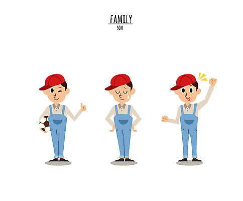 전신 캐릭터 모자 남자 아들 어린이 일러스트 축구공 세명 손들기 멜빵바지 눈물 일러캐릭터 AI파일 잡화 감정 바지 공 축구용품 가족 모션 사람 멜빵 파일형식 벡터