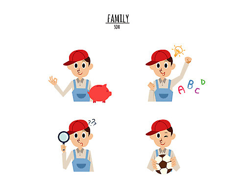 캐릭터 모자 알파벳 남자 아들 어린이 일러스트 축구공 돋보기 여러명 돼지저금통 멜빵바지 전구모양 금융의날 일러캐릭터 AI파일 모양 영어 잡화 다수 전구 바지 공 축구용품 가족 사람 저금통 멜빵 파일형식 벡터 법정기념일