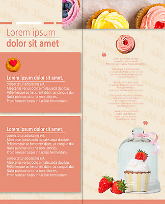 PSD 템플릿 편집 표지디자인 북디자인 출판디자인 내지 음식 리플렛 2단접지 북커버 딸기 디저트 팜플렛 사람없음 덮개 하트 컵케이크 생크림 블루베리 이미지템플릿 모양 과일 케이크 뚜껑 크림 파일형식