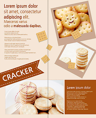 PSD 템플릿 편집 표지디자인 북디자인 출판디자인 리본 내지 음식 리플렛 2단접지 북커버 팜플렛 사람없음 크래커 쿠키 이미지템플릿 디저트 파일형식