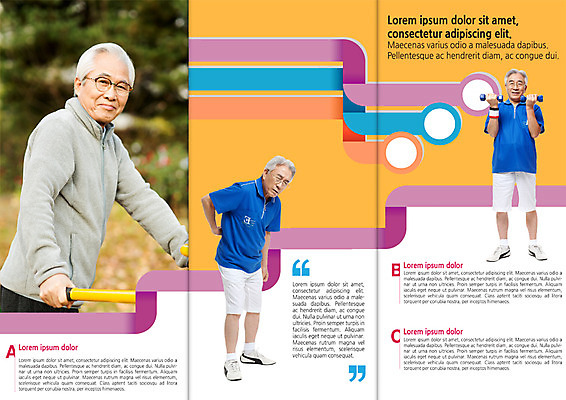 전신 PSD 템플릿 편집 표지디자인 북디자인 출판디자인 노년 남자 내지 리플렛 북커버 3단접지 건강 서기 팜플렛 상반신 세명 실버라이프 운동복 운동 아령 한국인 60대 요통 이미지템플릿 라이프스타일 옷 모션 사람 동양인 성인 허리통증 파일형식