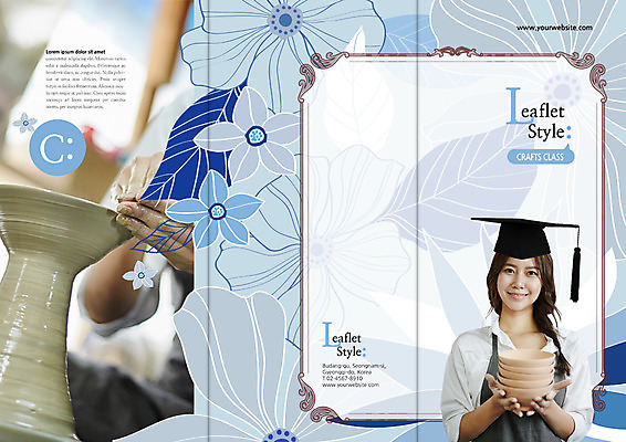 PSD 템플릿 편집 표지디자인 북디자인 출판디자인 여자 표지 리플렛 꽃무늬 북커버 학사모 3단접지 웃음 팜플렛 상반신 20대 성인 취미 두명 한국인 도자기 작업실 도자기공예 공예 이미지템플릿 모자_잡화 꽃 무늬 졸업 표정 사람 동양인 청년 파일형식