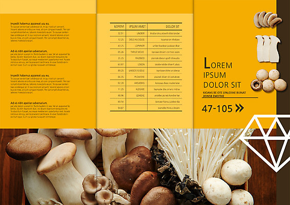 PSD 템플릿 편집 표지디자인 북디자인 출판디자인 내지 음식 리플렛 북커버 식재료 3단접지 팜플렛 사람없음 양송이 팽이 송이버섯 목이버섯 이미지템플릿 놀이용품 버섯 파일형식