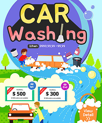 PSD 템플릿 남자 웹템플릿 교통 자동차 이벤트페이지 이벤트 성인 두명 거품 쿠폰 세차 이미지템플릿 육상교통 사람 페이지 파일형식