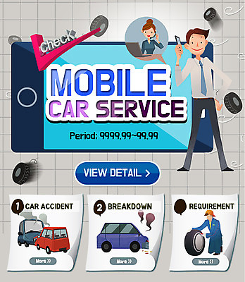 PSD 템플릿 여자 남자 웹템플릿 교통 자동차 모바일 이벤트페이지 이벤트 성인 세명 교통사고 타이어 정비공 이미지템플릿 육상교통 사람 기술자 사건 페이지 파일형식